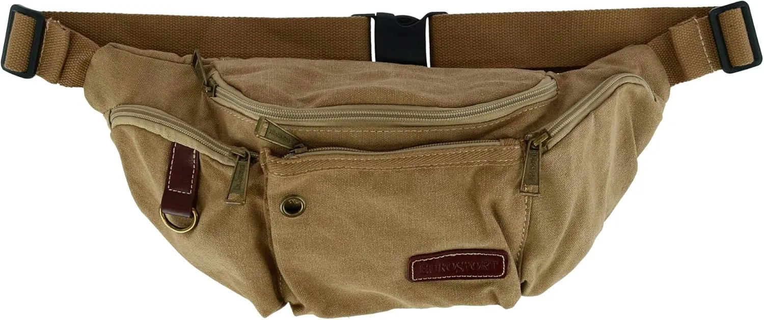 Eurosport Canvas Multi Pocket Crossbody Fanny Waist Pack