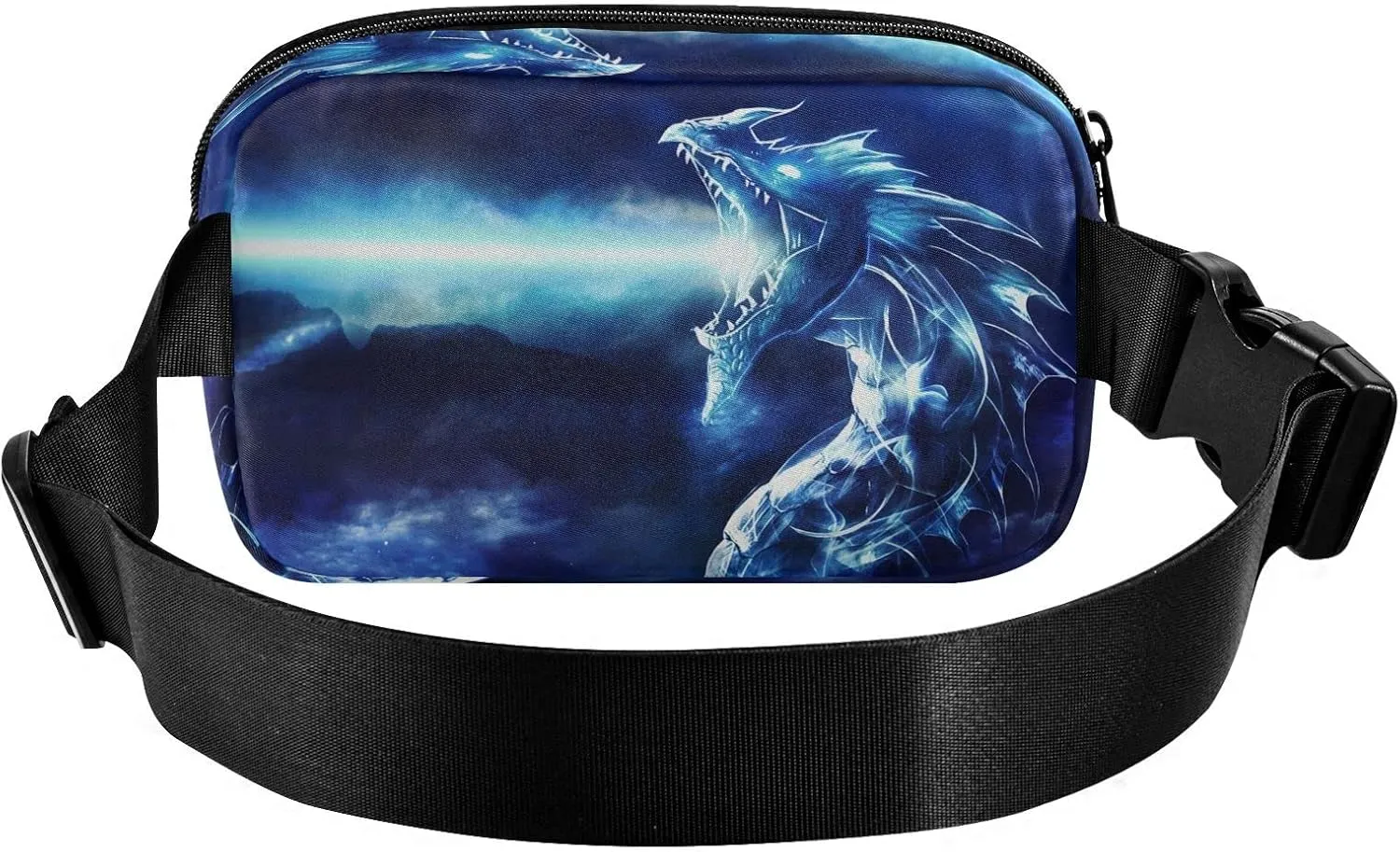 Exnundod Blue Angry Dragon Fanny Pack Waist Bag for Women Men, Art Design Adjustable Belt Bag Waterproof Fashion Waist Bag for Traveling Casual Running Hiking Cycling
