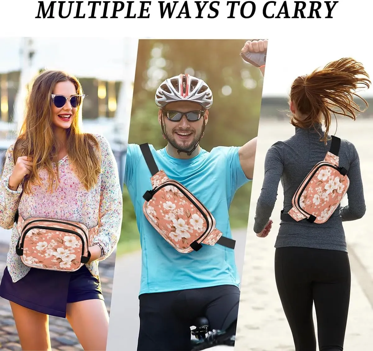 Exquisite Radiant Print Flower Fanny Packs for Women Men Waterproof Waist Bag with Adjustable Strap Belt Bag for Travel Running Hiking
