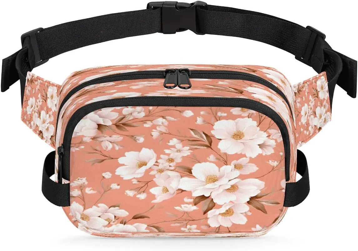 Exquisite Radiant Print Flower Fanny Packs for Women Men Waterproof Waist Bag with Adjustable Strap Belt Bag for Travel Running Hiking