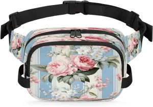 Exquisite Radiant Printings Flower Fanny Packs for Women Men Waterproof Waist Bag with Adjustable Strap Belt Bag for Travel Running Hiking