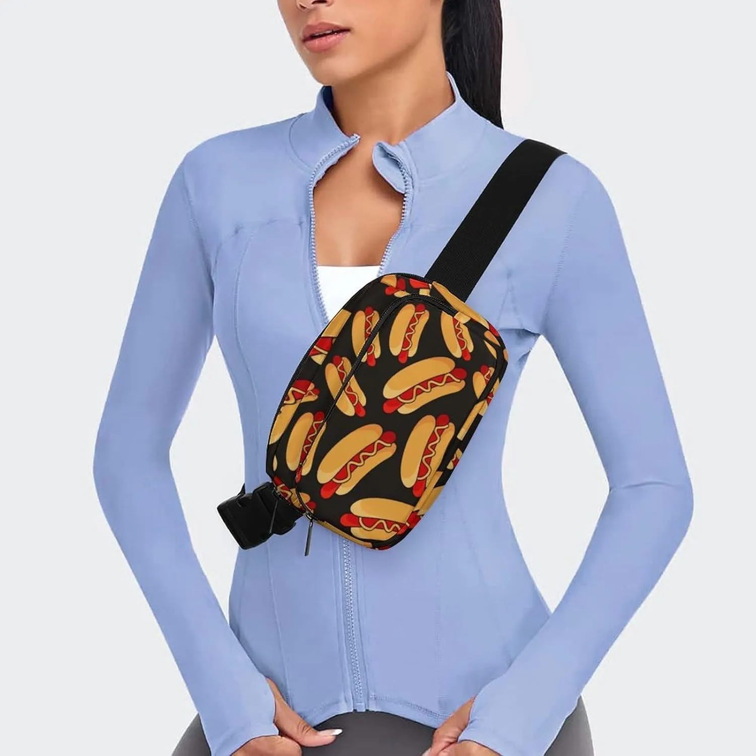 Fanny Packs for Women Men, Fun Food Hotdog Hot Dogs Belt Pack Lightweight Hip Bum Bag Stylish Water Resistant Hiking Waist Bag for Sports Festival Workout