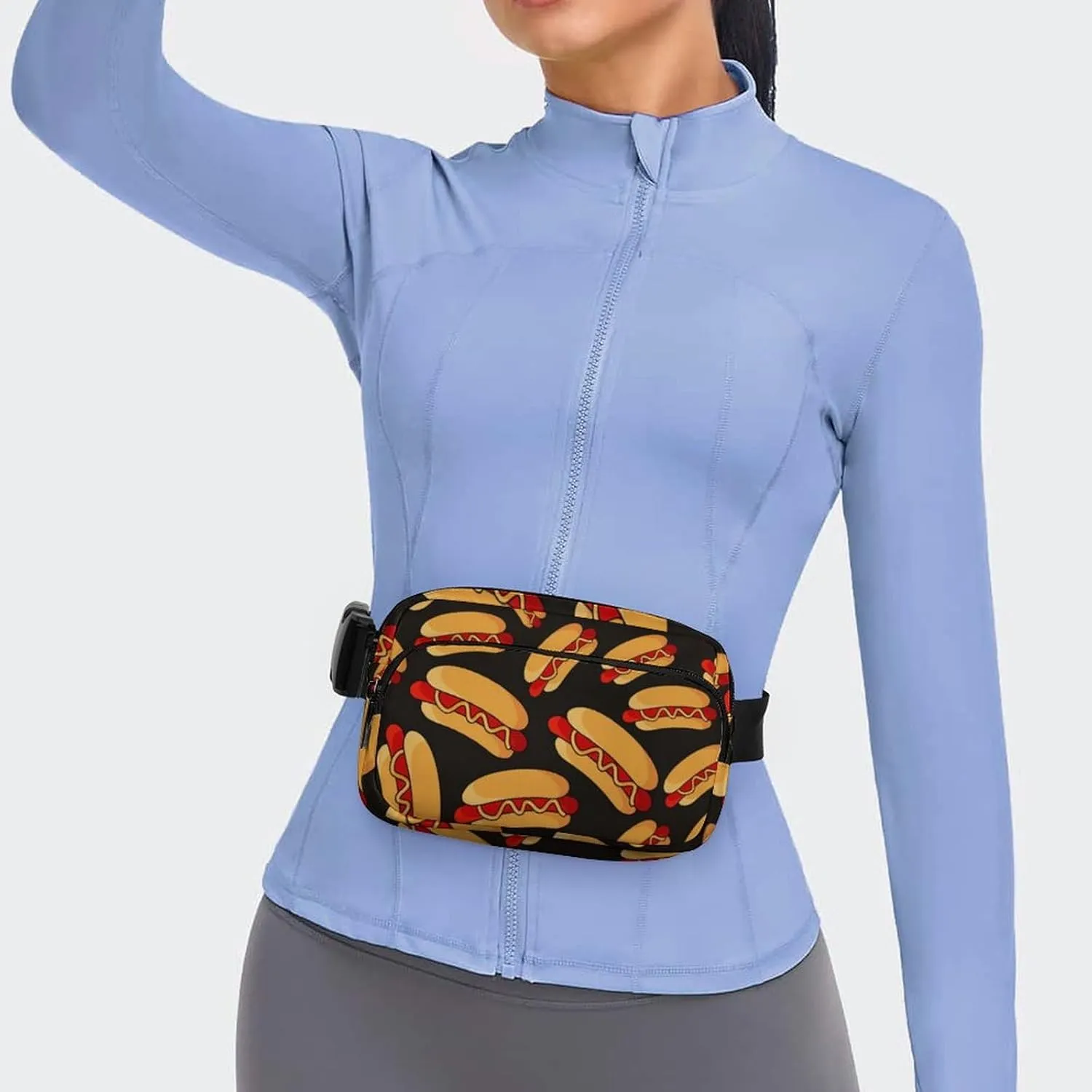 Fanny Packs for Women Men, Fun Food Hotdog Hot Dogs Belt Pack Lightweight Hip Bum Bag Stylish Water Resistant Hiking Waist Bag for Sports Festival Workout