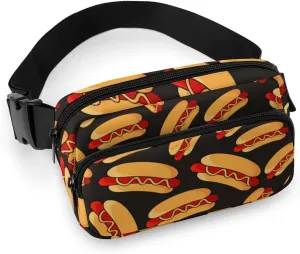 Fanny Packs for Women Men, Fun Food Hotdog Hot Dogs Belt Pack Lightweight Hip Bum Bag Stylish Water Resistant Hiking Waist Bag for Sports Festival Workout