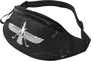 Farvahar Persian Symbol Crossbody fanny pack for men and women, ideal for travel, sports and running, Black, 7210N-