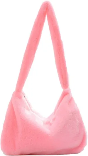 Fashion Animal Pattern Shoulder Underarm Bag Women Plush Top-handle Handbag