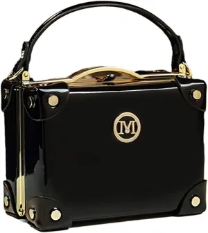 Fashion Women's Top Handle Satchel Handbags Leather Evening Bag Purses Small Hard Square Box Shoulder Bags