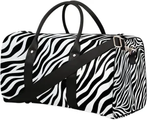 Fashion Zebra Print Travel Duffel bag for Men Women Weekender Overnight Bag Gym Bag Carry On Luggage Bags for Yoga Workout Sports