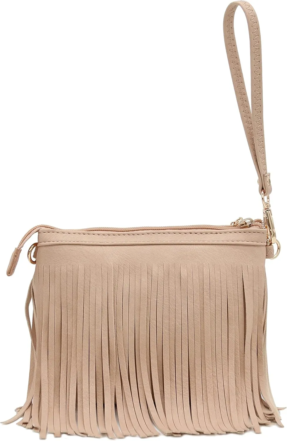 FashionPuzzle Small Fringe Crossbody Bag with Wrist Strap
