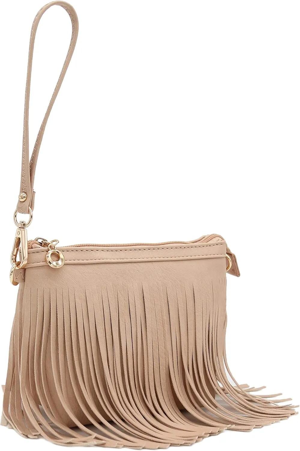 FashionPuzzle Small Fringe Crossbody Bag with Wrist Strap