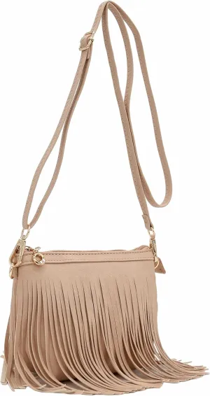 FashionPuzzle Small Fringe Crossbody Bag with Wrist Strap