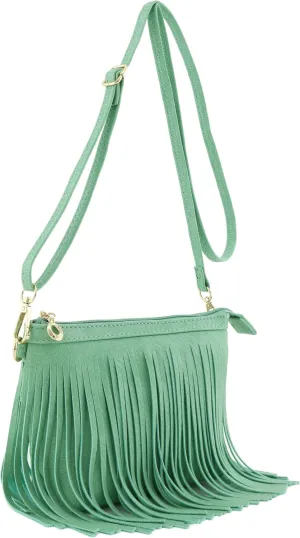 FashionPuzzle Small Fringe Crossbody Bag with Wrist Strap