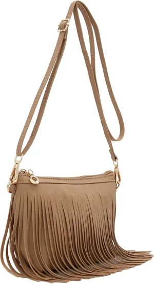 FashionPuzzle Small Fringe Crossbody Bag with Wrist Strap