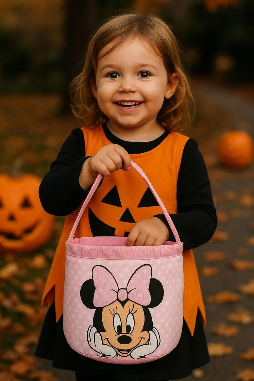 Fast Forward Disney Minnie Mouse Easter Baskets for Kids | Minnie Mouse Kids Easter Bag Bucket Tote Bag for Girls, Boys, Unisex | Cute Kids Soft Gift Basket Bucket Trick or Treat Bag