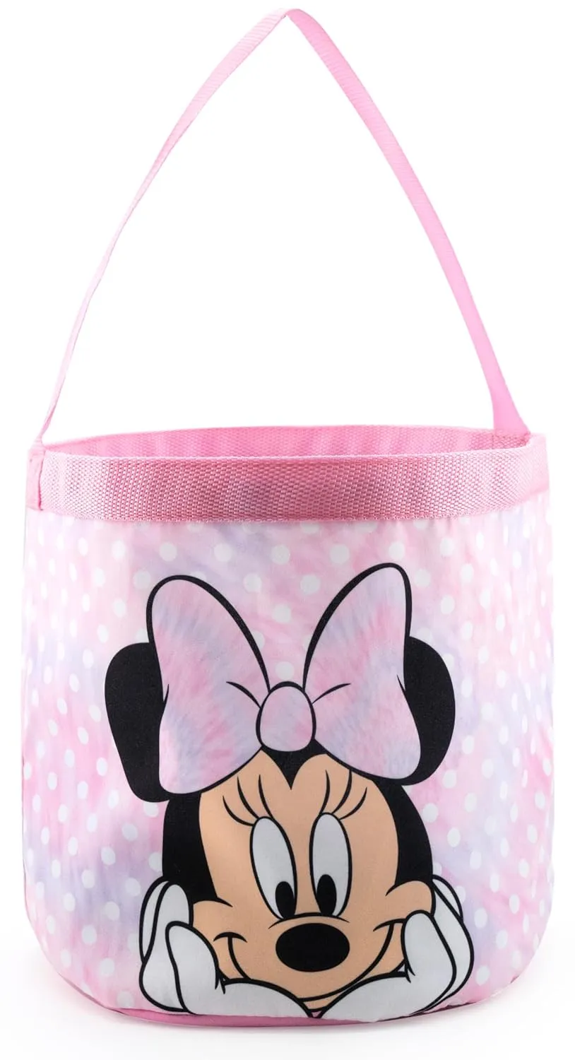 Fast Forward Disney Minnie Mouse Easter Baskets for Kids | Minnie Mouse Kids Easter Bag Bucket Tote Bag for Girls, Boys, Unisex | Cute Kids Soft Gift Basket Bucket Trick or Treat Bag
