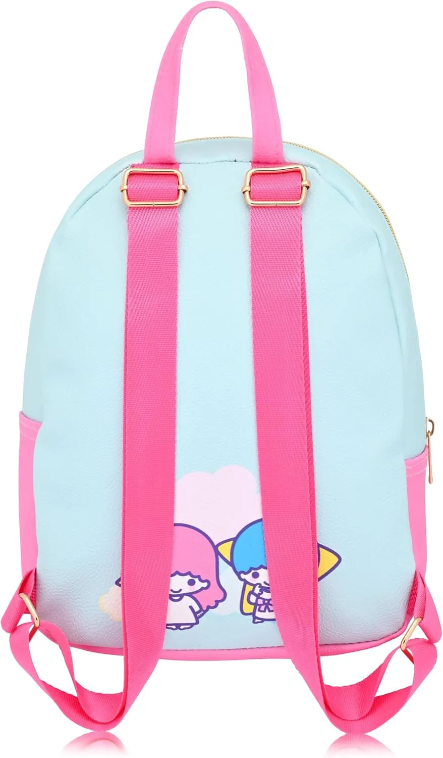 Fast Forward Little Twin Stars Unisex 10" Mini Backpack | Cute PU Leather Daypack Backpack with Multiple Pockets | Little Twin Stars Bag and Accessories