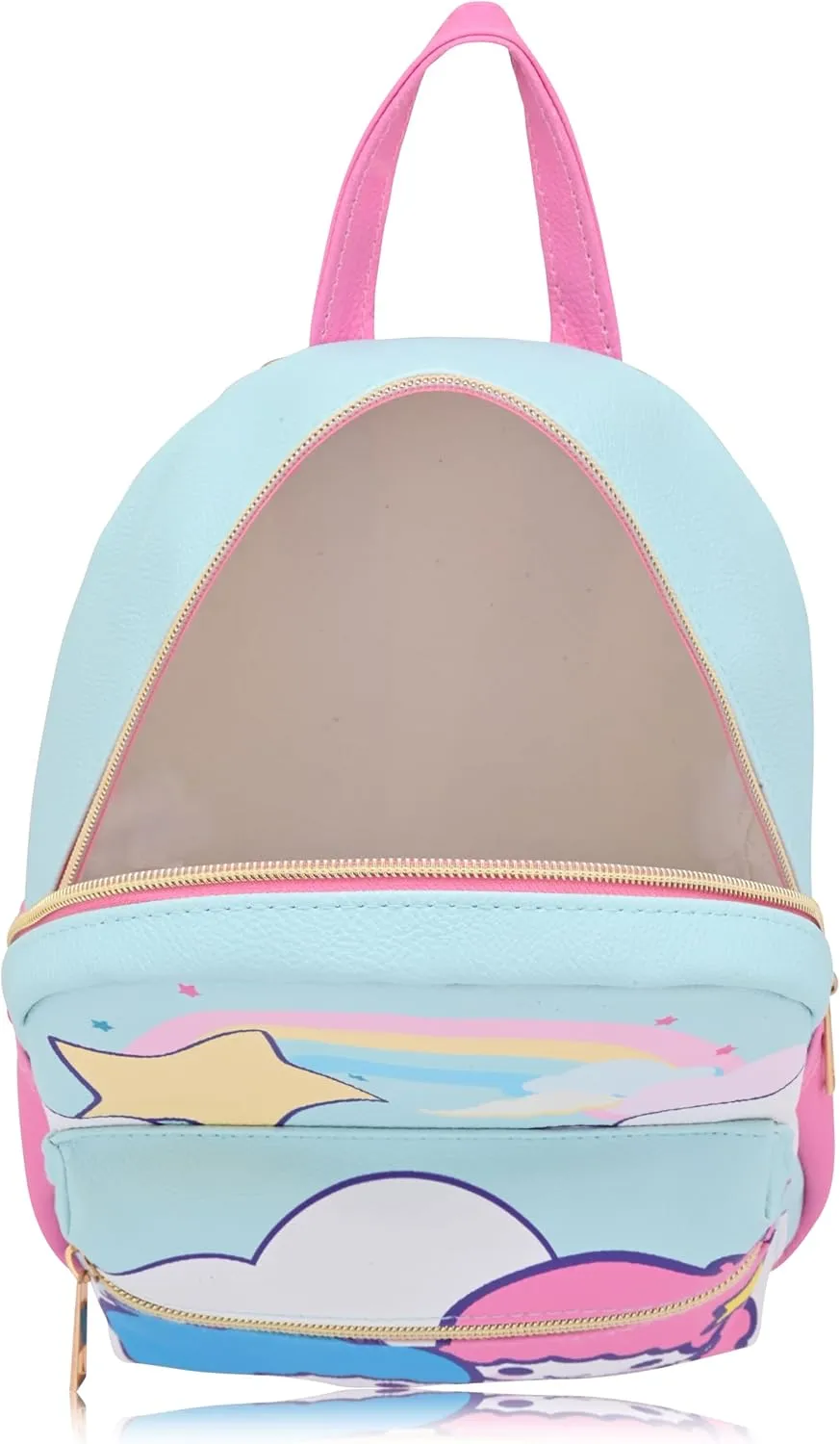 Fast Forward Little Twin Stars Unisex 10" Mini Backpack | Cute PU Leather Daypack Backpack with Multiple Pockets | Little Twin Stars Bag and Accessories