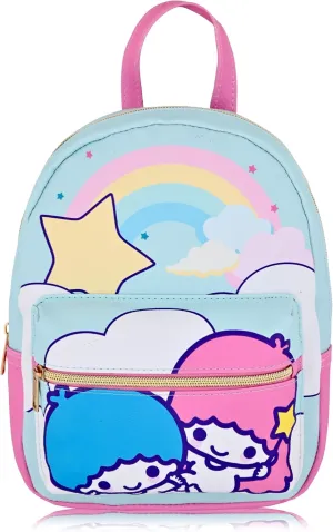 Fast Forward Little Twin Stars Unisex 10" Mini Backpack | Cute PU Leather Daypack Backpack with Multiple Pockets | Little Twin Stars Bag and Accessories