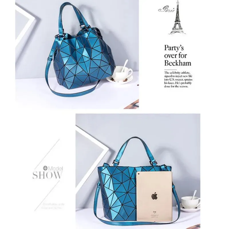 Female Top-Handle Bag Hologram Frosted matte crossbody Bag High quality bucket bag Geometric handbag