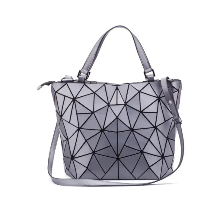 Female Top-Handle Bag Hologram Frosted matte crossbody Bag High quality bucket bag Geometric handbag