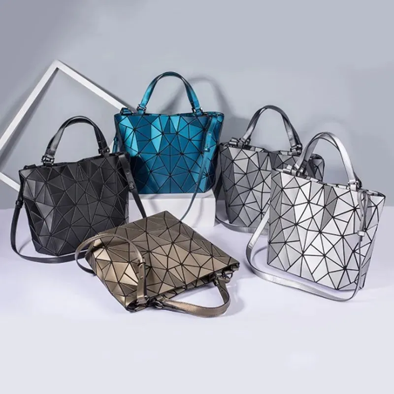 Female Top-Handle Bag Hologram Frosted matte crossbody Bag High quality bucket bag Geometric handbag
