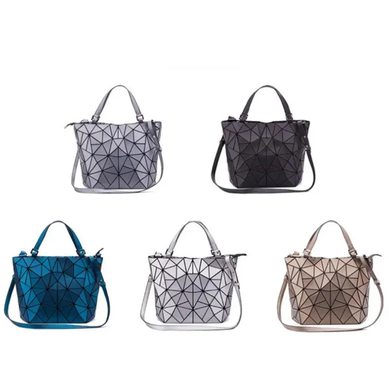 Female Top-Handle Bag Hologram Frosted matte crossbody Bag High quality bucket bag Geometric handbag