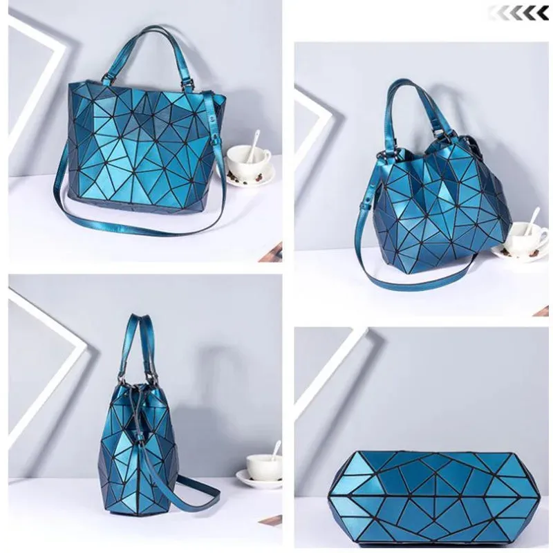 Female Top-Handle Bag Hologram Frosted matte crossbody Bag High quality bucket bag Geometric handbag