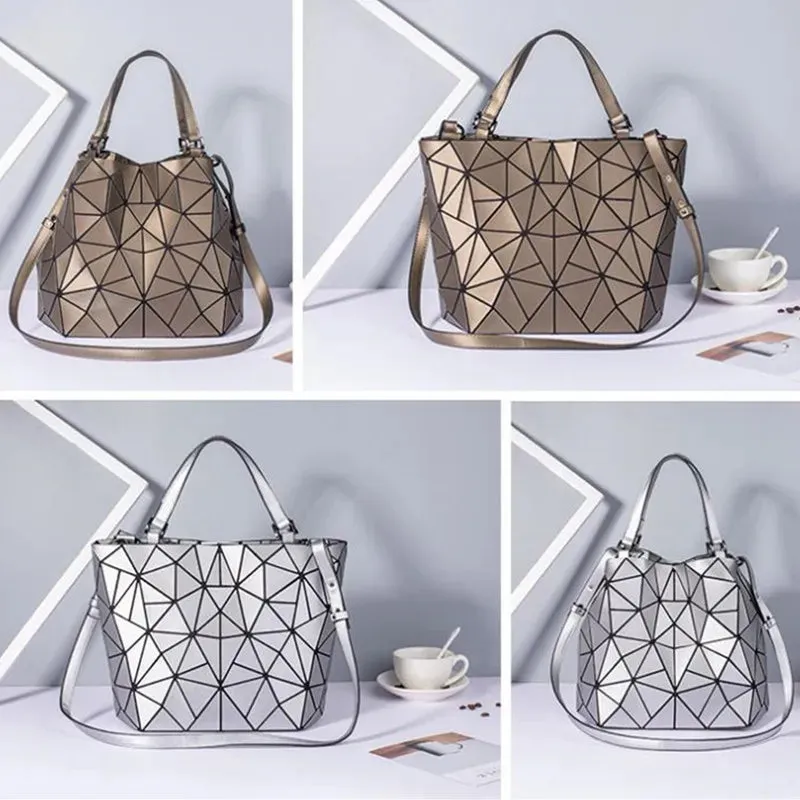 Female Top-Handle Bag Hologram Frosted matte crossbody Bag High quality bucket bag Geometric handbag