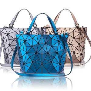 Female Top-Handle Bag Hologram Frosted matte crossbody Bag High quality bucket bag Geometric handbag