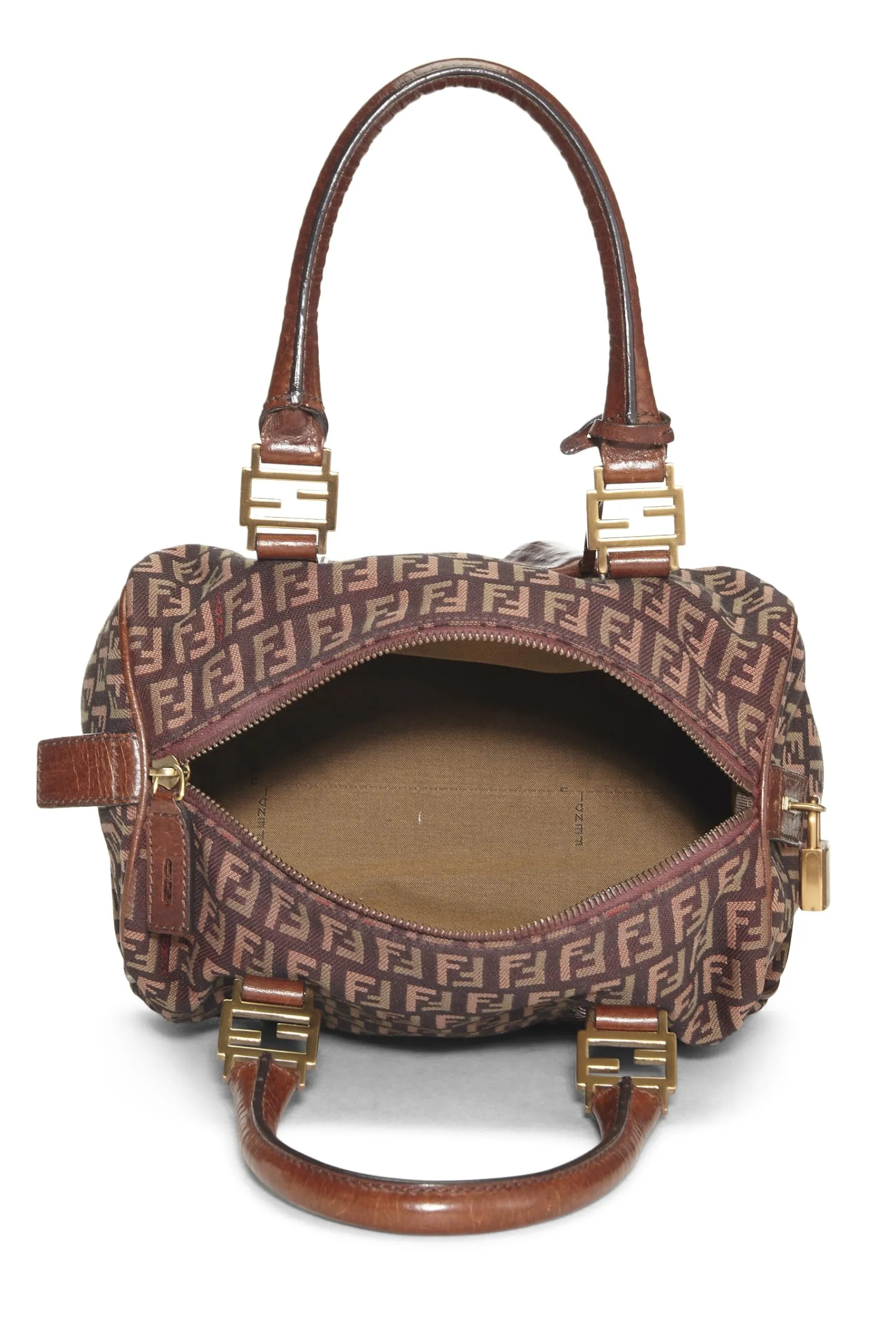 Fendi,  Brown Zucchino Boston Bag Mini, Brown