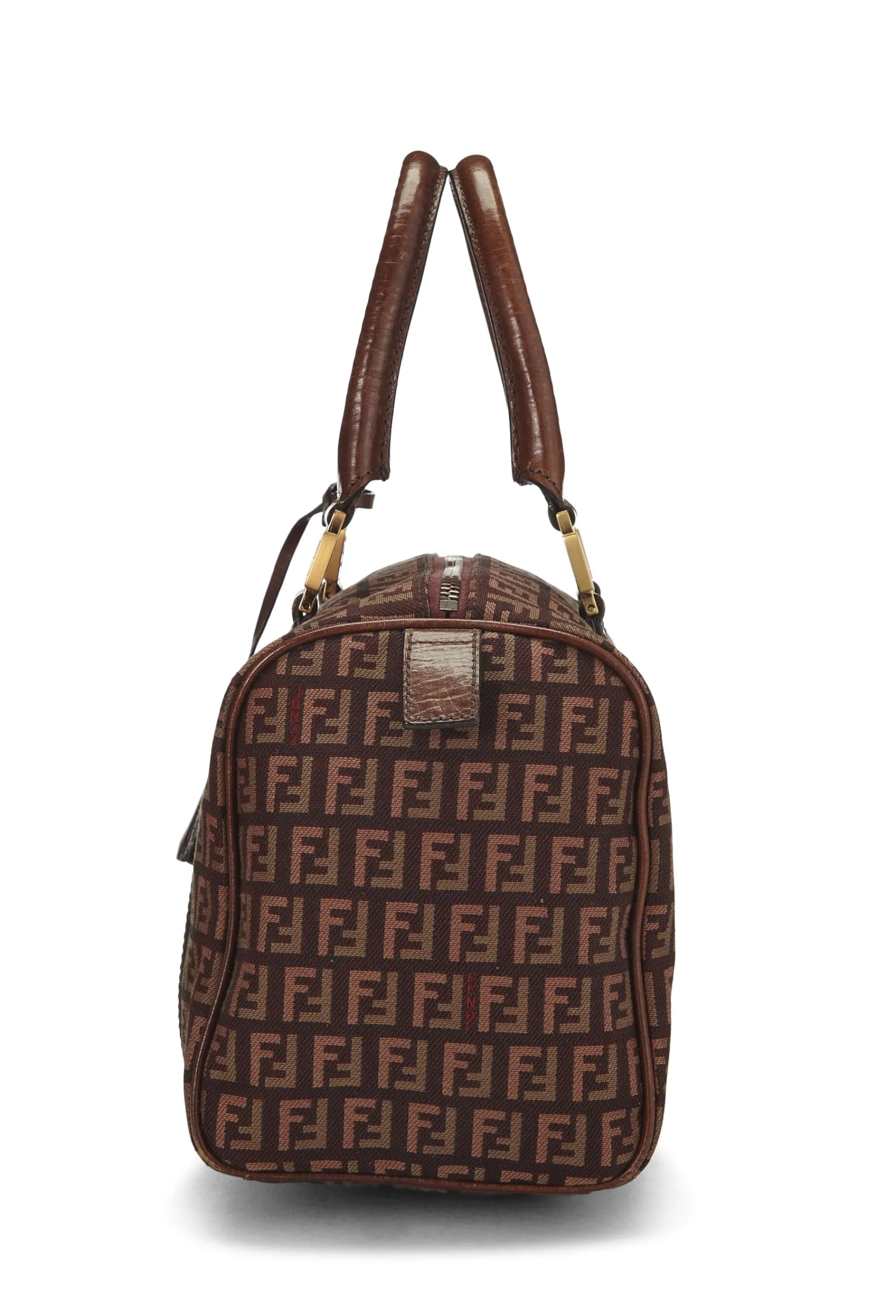 Fendi,  Brown Zucchino Boston Bag Mini, Brown
