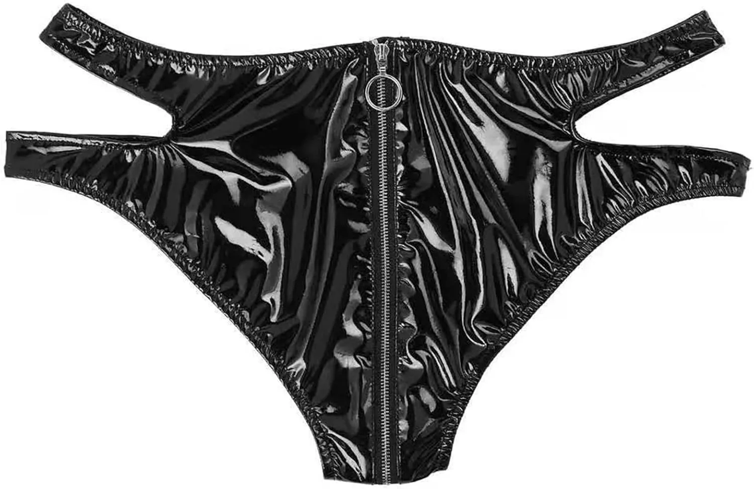 FEOYA Women's Black Latex Outfit Pvc Shorts Party Club Clubwear