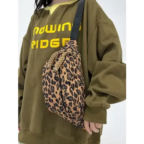 Fierce Pink Leopard Nylon Crossbody Bag for Wild Adventures
