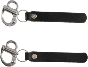 Firefighter Quick Release Shackle with Leather Handle for SCBA MASK Marine Grade Stainless Steel Fixed Snap Shackle Lanyard