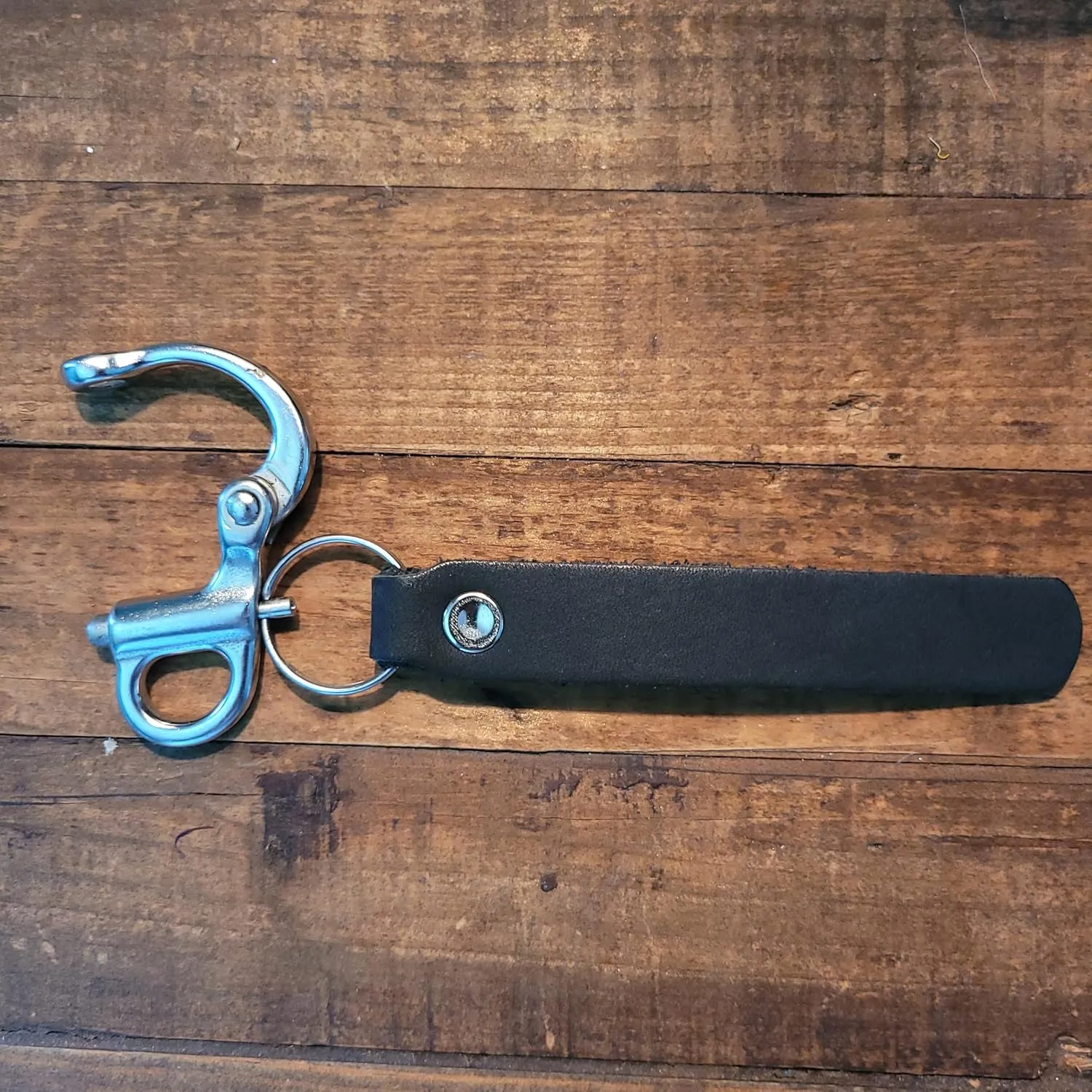 Firefighter Quick Release Shackle with Leather Handle for SCBA MASK Marine Grade Stainless Steel Fixed Snap Shackle Lanyard