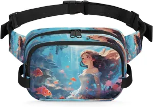 Fish Flower Girl Men's and Women's Waist Pack Crossbody Underwater Biological Waist Pack Running Strap, Adjustable Shoulder Strap - For Hiking and Running Exercise Fitness