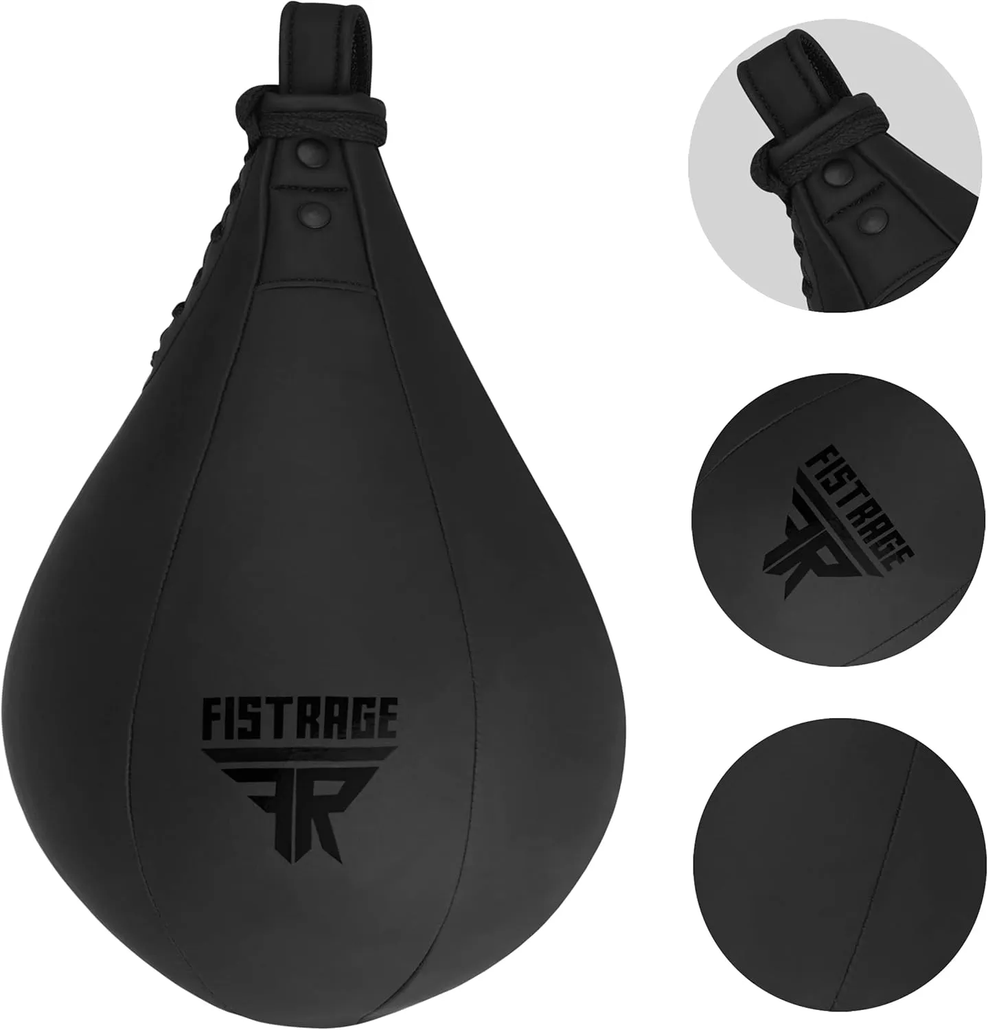 FISTRAGE Speed Bag Boxing Ball Leather MMA Muay Thai Training Punching Dodge Striking Kit with Free Hanging Swivel Workout Speedball Kicking Platform Equipment