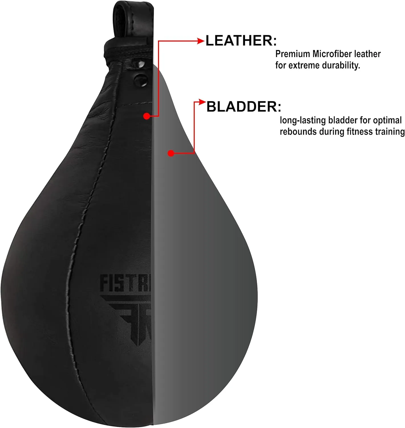 FISTRAGE Speed Bag Boxing Ball Leather MMA Muay Thai Training Punching Dodge Striking Kit with Free Hanging Swivel Workout Speedball Kicking Platform Equipment