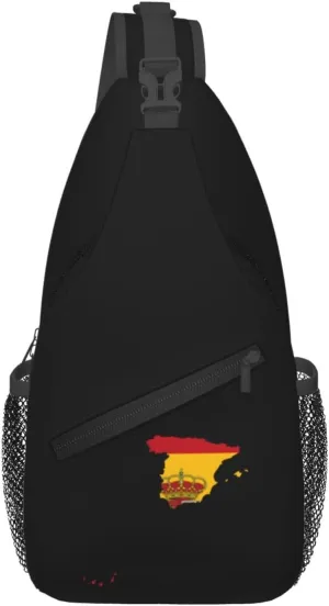 Flag Map of Spain   Canary Islands Crossbody Bags For Women Men Chest Backpack Gym Shoulder Bag Travel Outdoor Sports Casual Crossbody Bags