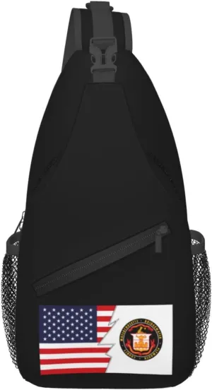 Flag Of Bridgewater, Massachusetts And America Crossbody Bags For Women Men Chest Backpack Gym Shoulder Bag Travel Outdoor Sports Casual Crossbody Bags