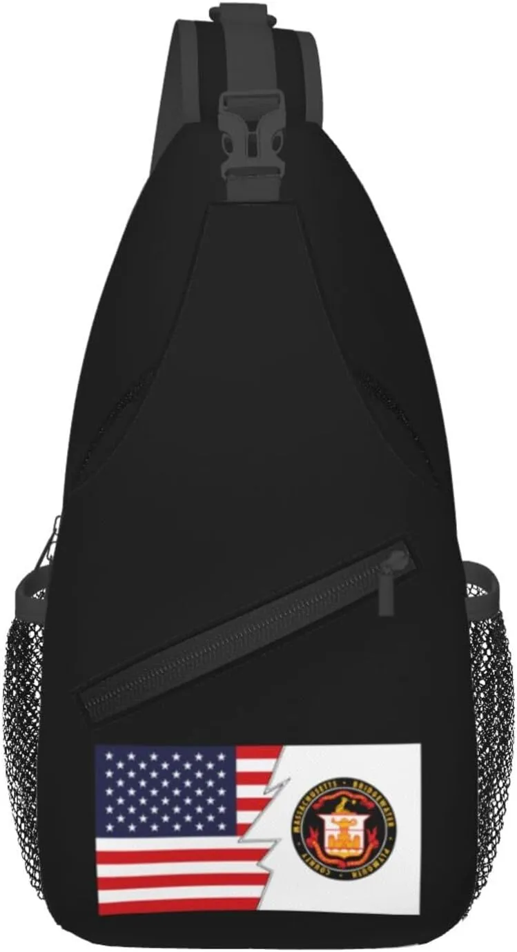 Flag Of Bridgewater, Massachusetts And America Crossbody Bags For Women Men Chest Backpack Gym Shoulder Bag Travel Outdoor Sports Casual Crossbody Bags