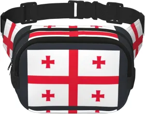 Flag of Georgia print Large Fanny Packs for Women Cute Cross Body Waist Bag Fashionable Fanny Pack