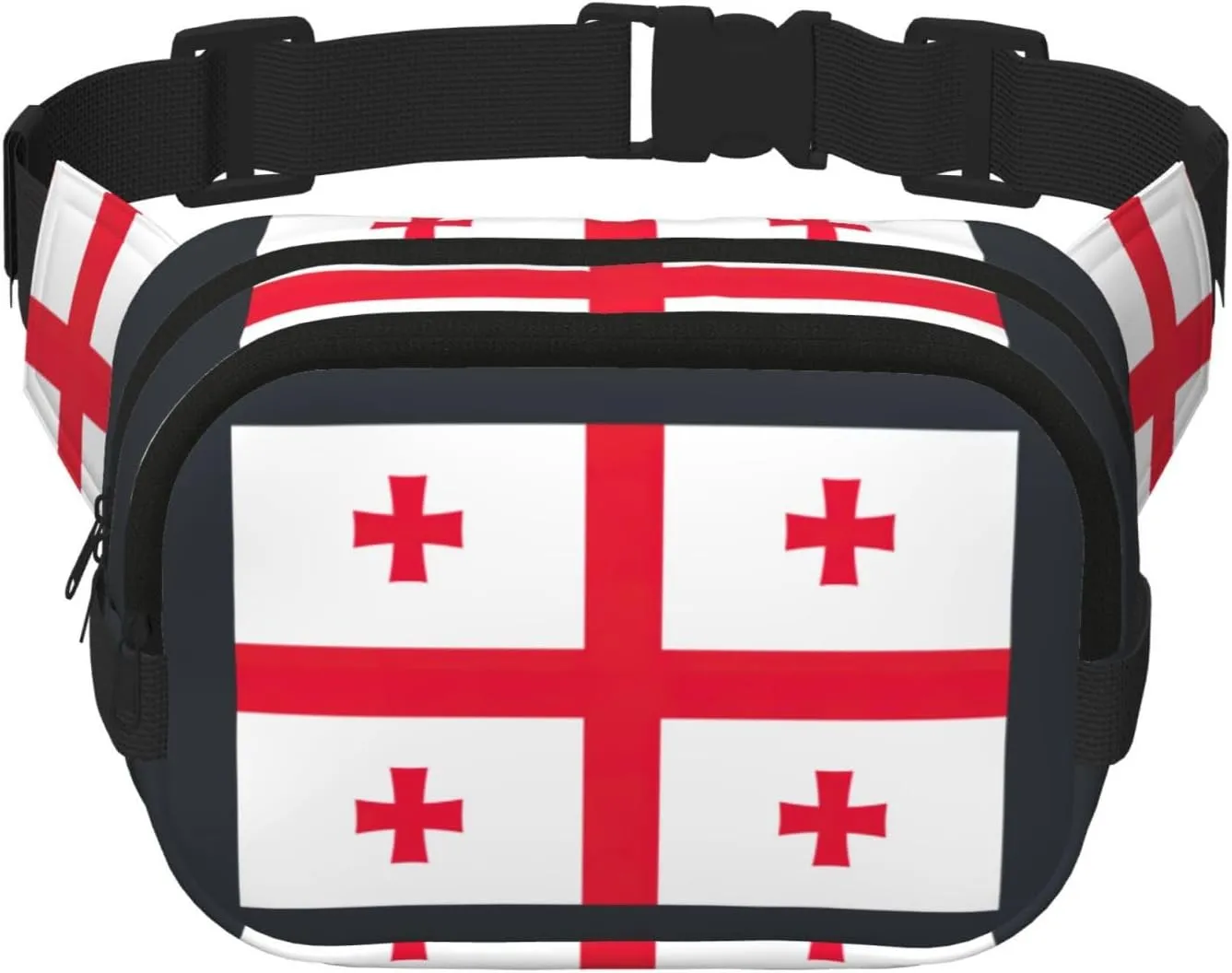 Flag of Georgia print Large Fanny Packs for Women Cute Cross Body Waist Bag Fashionable Fanny Pack