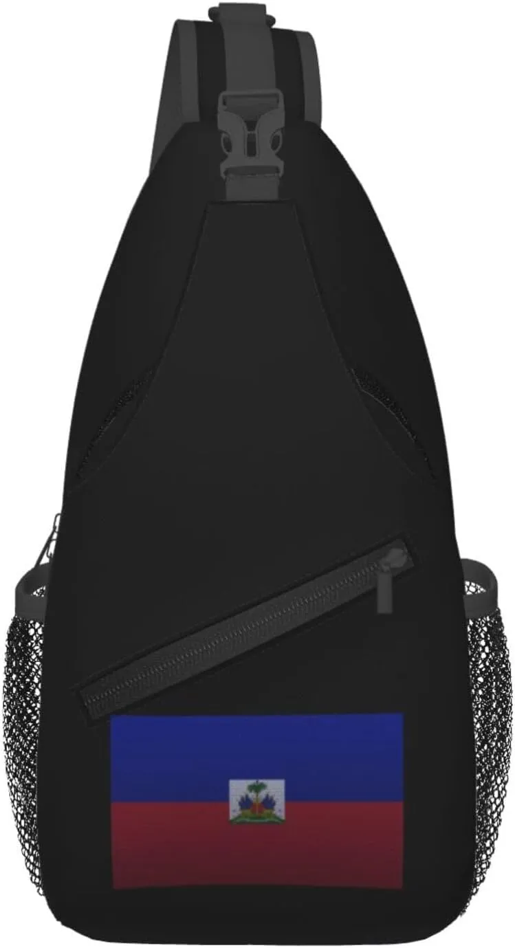Flag Of Haiti Knitting Effect Crossbody Bags For Women Men Chest Backpack Gym Shoulder Bag Travel Outdoor Sports Casual Crossbody Bags