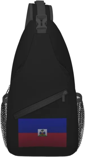 Flag Of Haiti Knitting Effect Crossbody Bags For Women Men Chest Backpack Gym Shoulder Bag Travel Outdoor Sports Casual Crossbody Bags