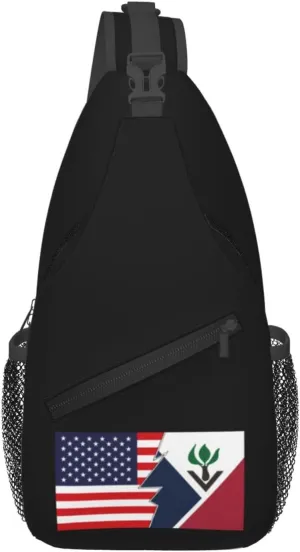 Flag Of Hazelwood, Missouri-1 And America Crossbody Bags For Women Men Chest Backpack Gym Shoulder Bag Travel Outdoor Sports Casual Crossbody Bags