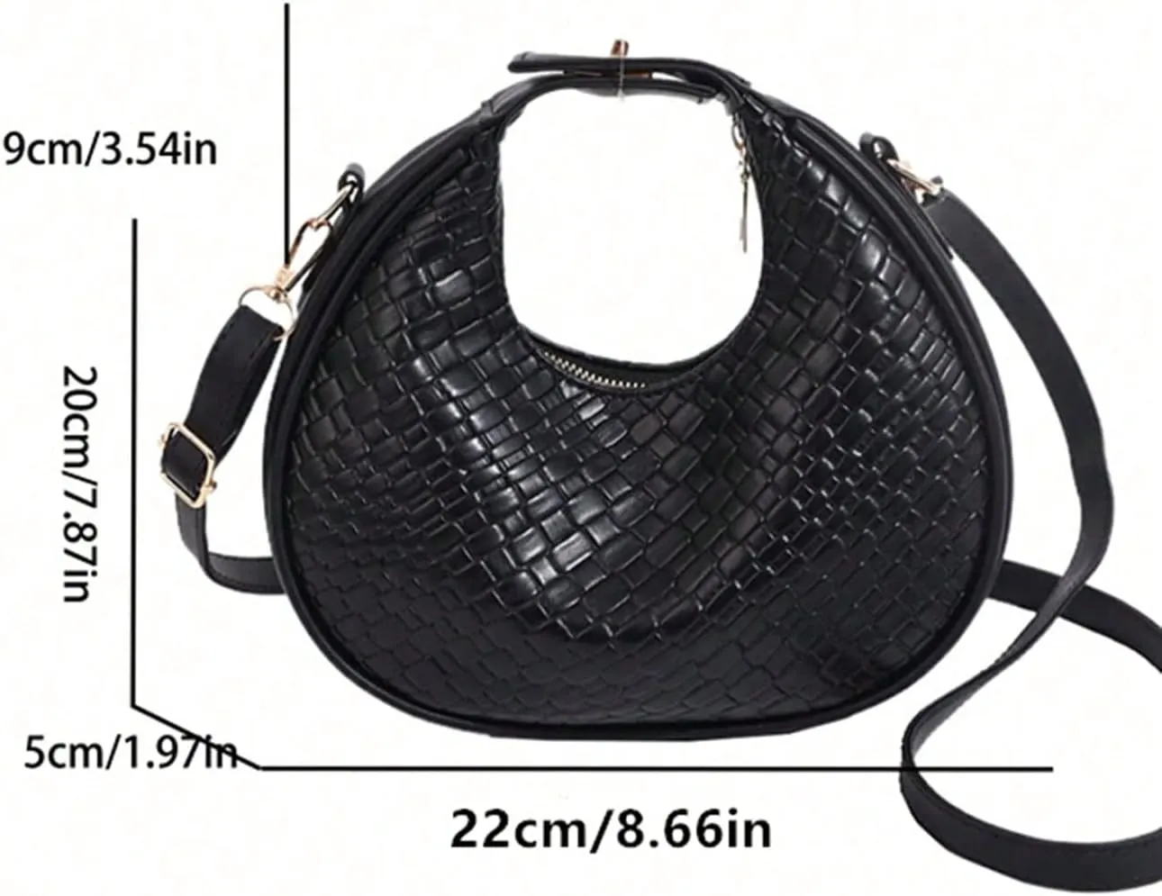 Floerns Women's Crossbody Bag Leather Weave Small Handbag Retro Crescent Bag