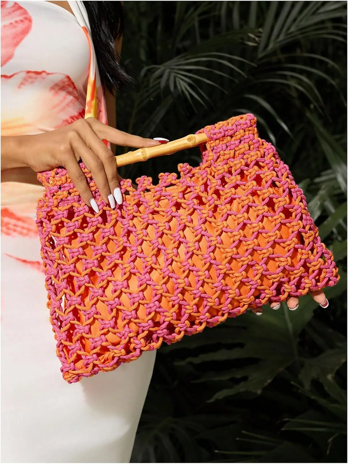 Floerns Women's Straw Bag Handle Beach Clutch Purse Hobo Handbag