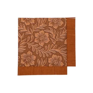 Floral Tooled Leather Fringe Cocktail Napkins (Set of 20)