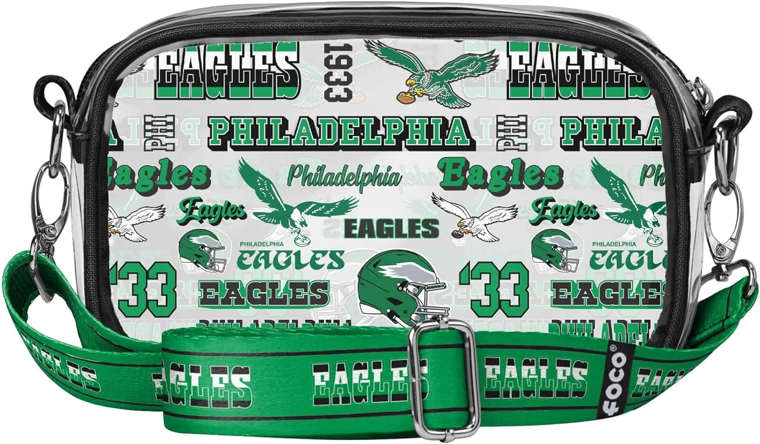 FOCO NFL Team Logo Retro Print Clear Crossbody Bag